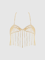 Rhinestone Fringe Cropped Cami Top Gold