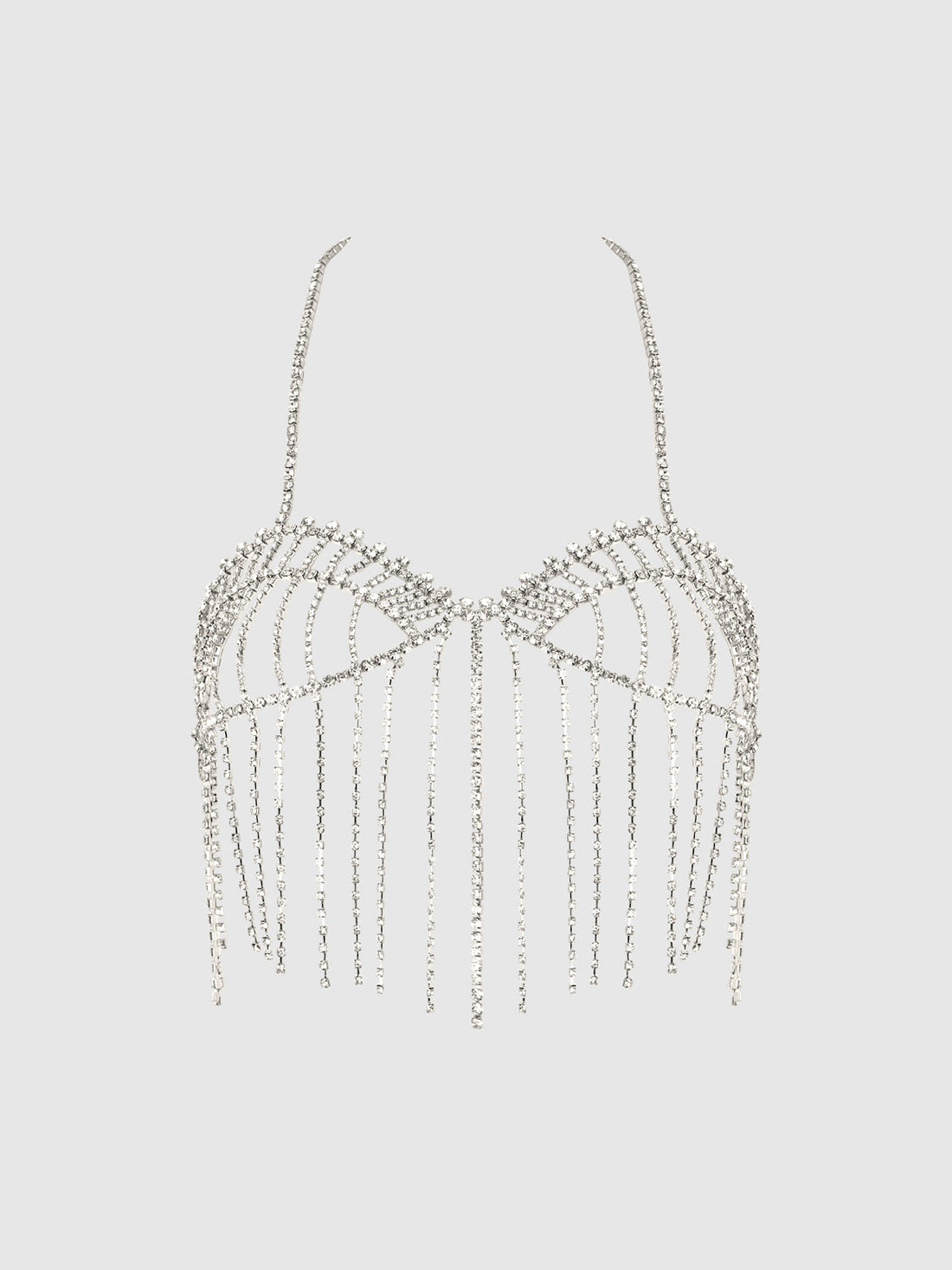 Rhinestone Fringe Cropped Cami Top Silver