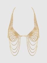Rhinestone Net Halter with Openable Front Gold
