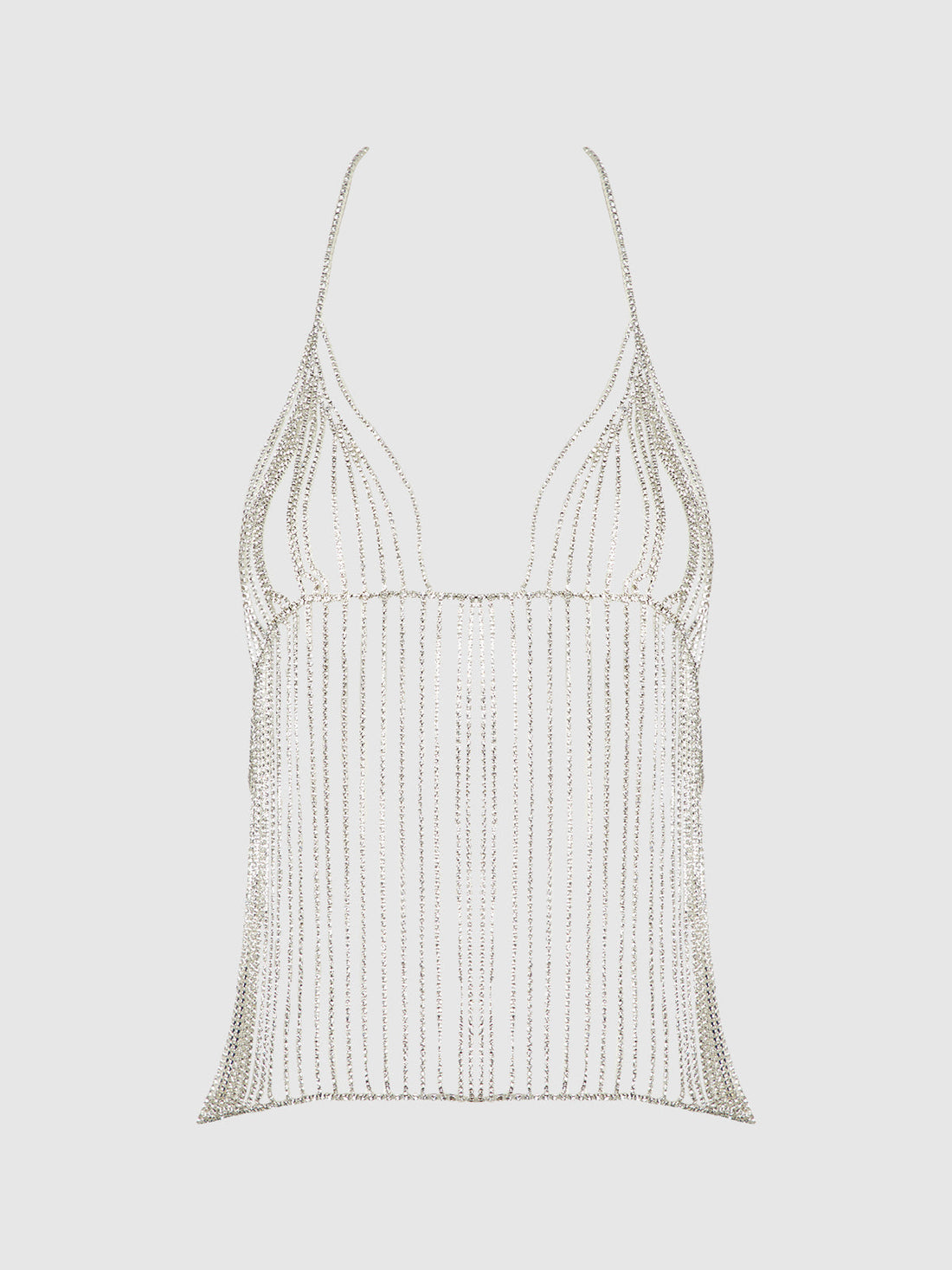 Rhinestone Plunge Cami Silver