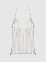 Rhinestone Plunge Cami Silver