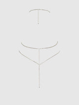 Rhinestone Plunge Cami Silver