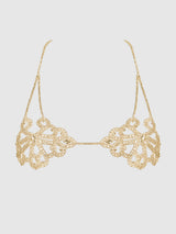 House of Desire Bralette Bra Rhinestone Swirl Knot Gold
