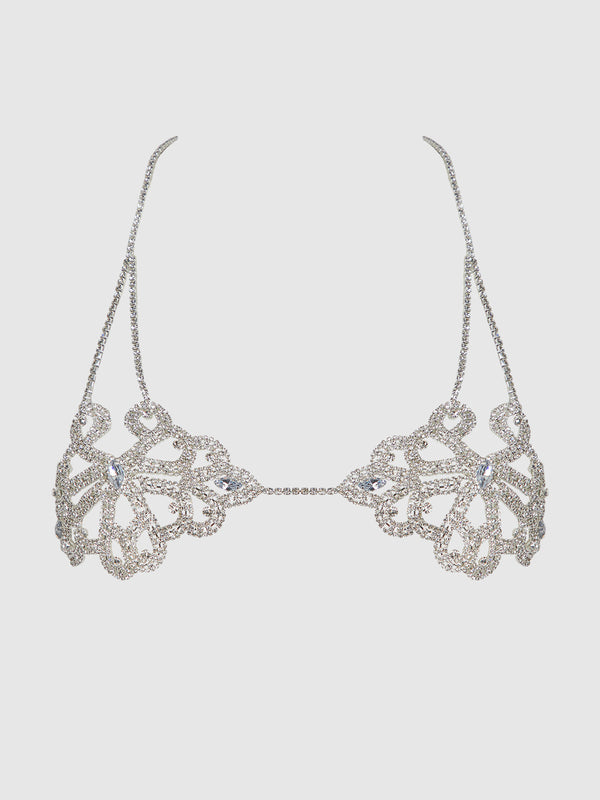 House of Desire Rhinestone Swirl Knot Bralette Bra