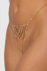 Rhinestone V-Front G-String Panty Gold