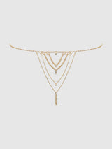 Rhinestone V-Front G-String Panty Gold