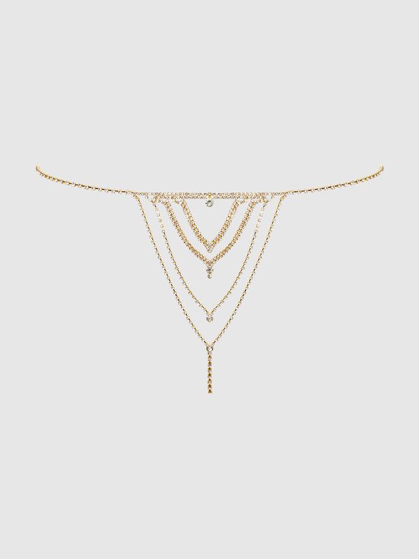 House of Desire Rhinestone V-Front G-String Panty Gold