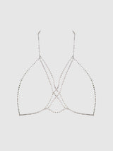 Rhinestone X-Crossed Bustier Silver