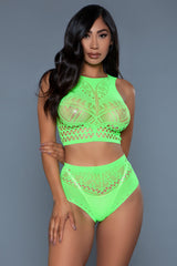 BeWicked Ring My Bell Bodystocking Neon Green