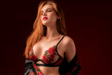 Mapale Fleur Sauvage Rose Embroidery Underwire Bra Set