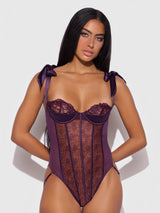 House of Desire Rosalie Embroidered Lace Teddy Roses Purple Shadow