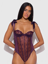 House of Desire Queen Rosalie Embroidered Lace Teddy Roses Purple Shadow
