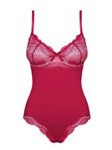Rosalyne wine teddy with padded lace bra, adjustable straps, and elegant lace trim for a beautiful, comfortable fit.