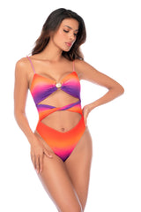 Mapale Rose Dusk Ombre One Piece Swimsuit High Leg Fit