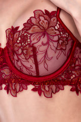 Rosewood Bloom Embroidered Lace Bra & Thong Set - Mapale