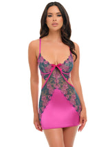 Oh la la Cheri Rosie Floral Rose Embroidery Underwire Babydoll