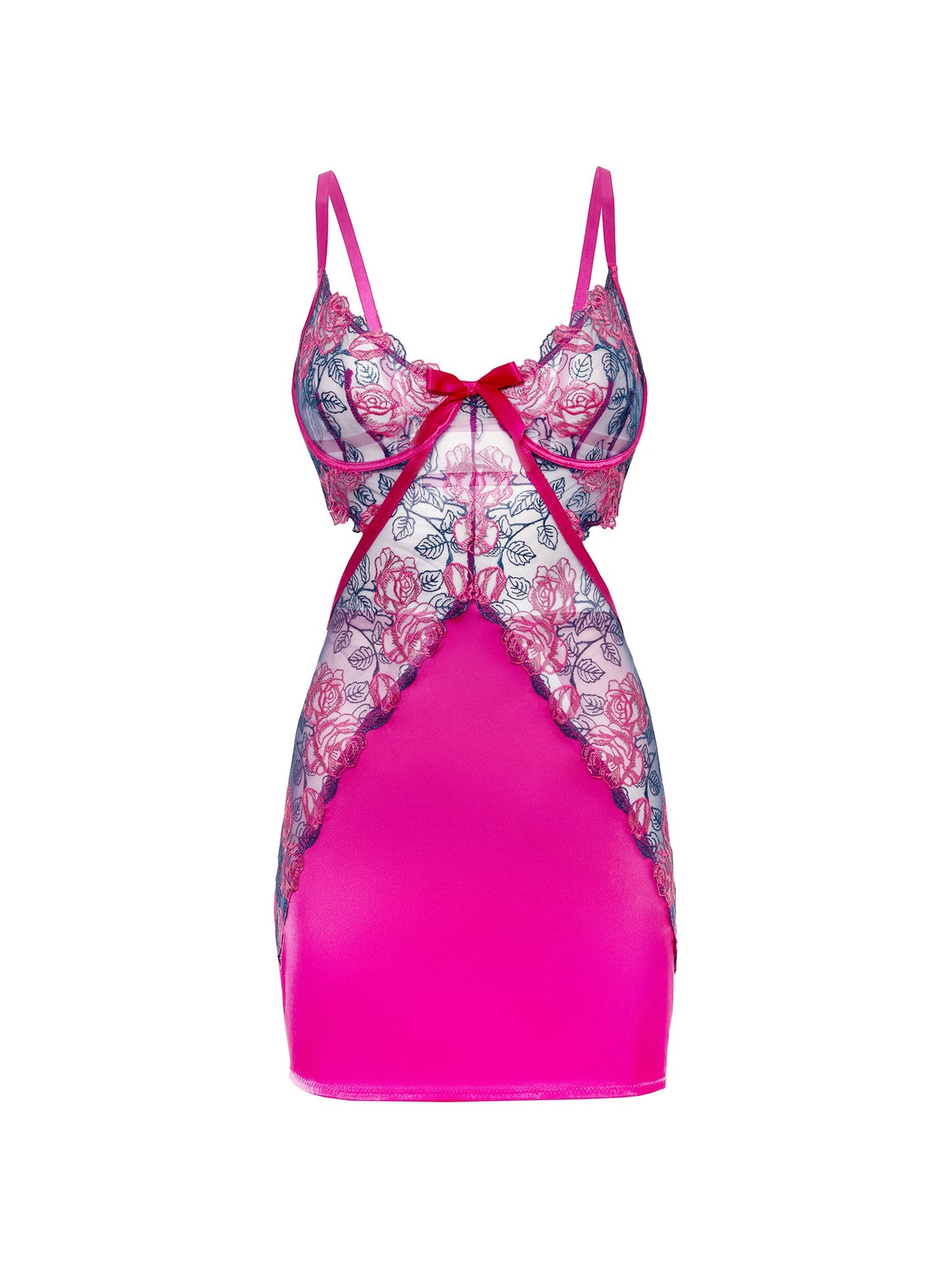 Oh la la Cheri Rosie Floral Rose Embroidery Underwire Babydoll