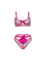 Oh la la Cheri Rosie Floral Rose Embroidery Underwire Bra Set