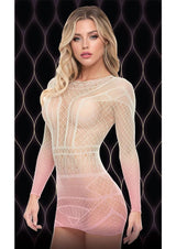 Lapdance Pink Dusk Long Sleeve Mini Dress Bodystocking Ombre
