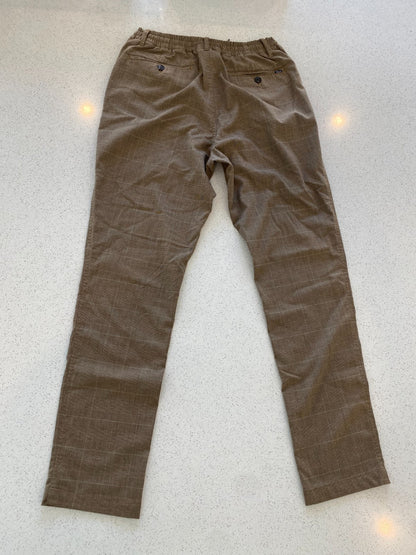 Polo Ralph Lauren Tan Checkered Chinos Stretch Tailored Slim Fit - Small