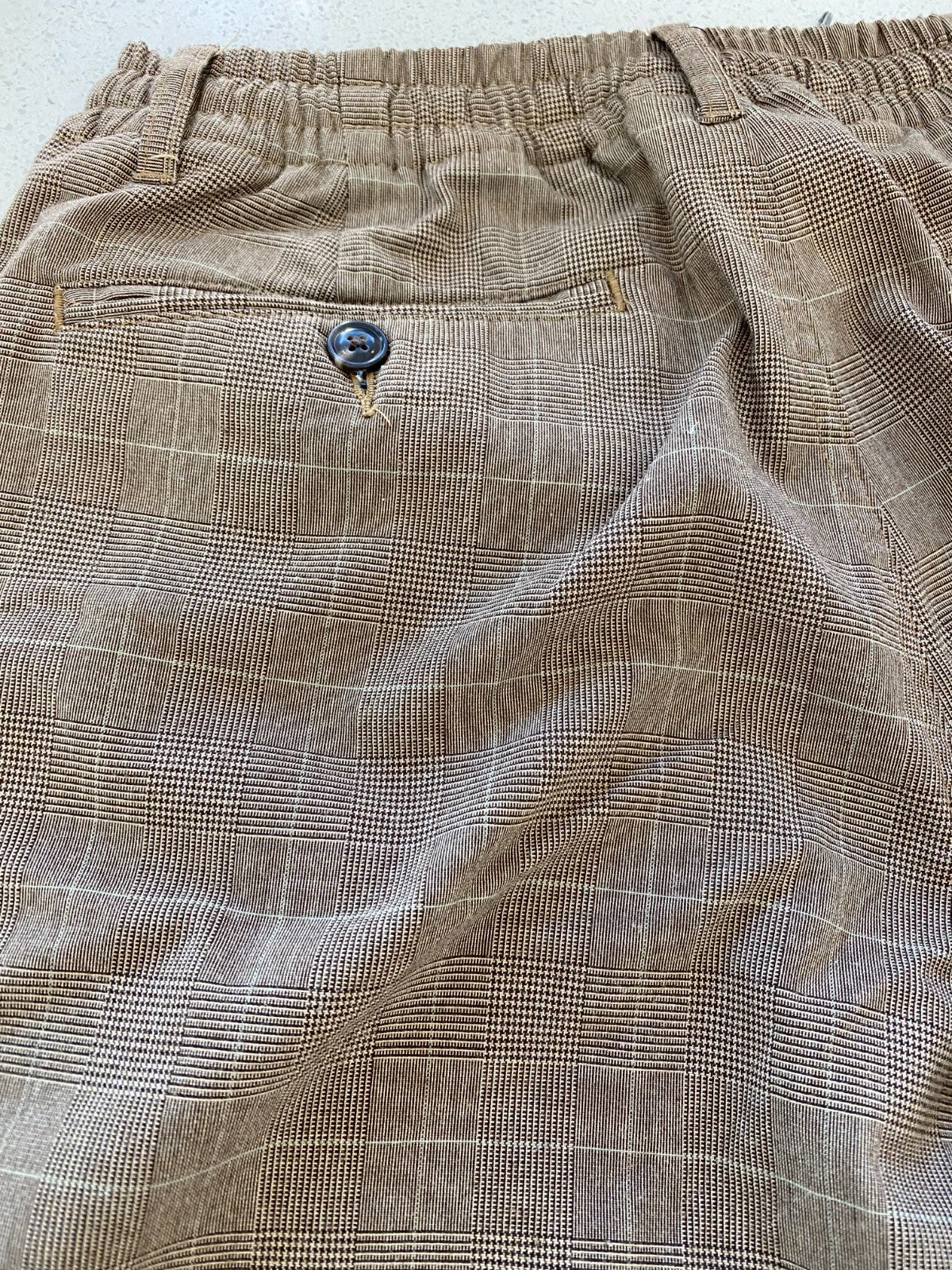 Polo Ralph Lauren Tan Checkered Chinos Stretch Tailored Slim Fit - Small