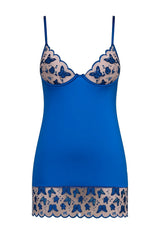 Roma Confidential Pretty Blue Satin Slip Chemise Butterfly Medium