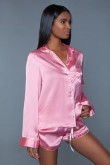 BeWicked Sadie PJ Pajama Set Pink Satin