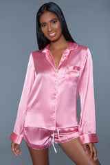 BeWicked Sadie PJ Pajama Set Pink Satin