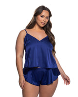 Roma Confidential Satin Essentials Cami 2-Piece Set Stretch Satin Blue