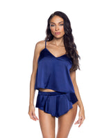 Roma Confidential Satin Essentials Cami 2-Piece Set Stretch Satin Blue