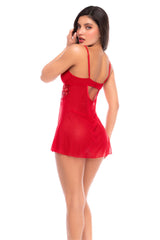 Scarlet Shimmer Sequin Embroidered Babydoll & Thong - Mapale