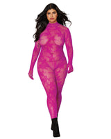 Dreamgirl Bodystocking With Finger Gloves - Queen Size - Azalea