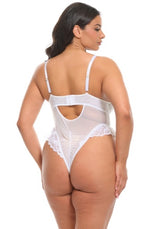 Oh la la Cheri Queen Valentine Soft Cup Lacey Teddy with Bows Details Bright White