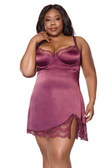 Coquette Queen Ever After Chemise Satin Plum