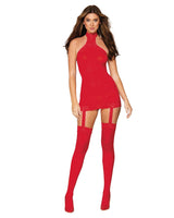 Dreamgirl Sheer Garter Dress - One Size - Red