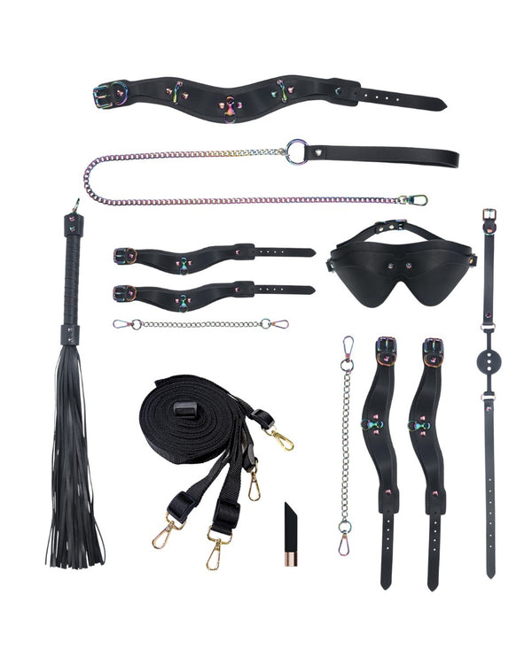 Ouch! Venice Collection Bondage Kit with Bag Set Black/Iridescent