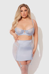 Sienna Satin & Lace Bra, Backless Skirt & Tanga Set