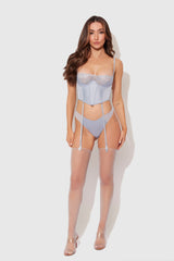 Sienna Satin & Lace Bustier & Cheeky Set