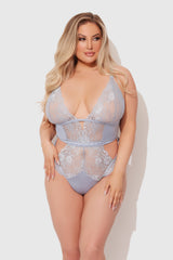 House of Desire Queen Sienna Satin & Lace Wireless Teddy