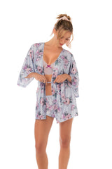 Mapale Silver Bloom Printed Short Robe