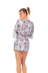 Mapale Silver Bloom Printed Short Robe