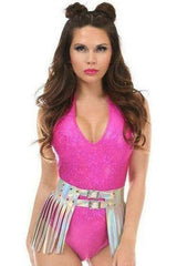 Daisy Corsets Silver Hologram Fringe Mini Skirt