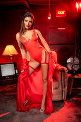 Mapale Sleek Faux Leather Underwire Bodysuit Red