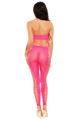 Fantasy Lingerie Glow Black Light Own The Night Bodystocking Neon Pink