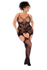 Mapale Snake Fishnet Bodystocking Black/Red Queen