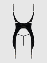 Snake Velvet Burnout Mesh Chemise Set Black
