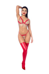 Mapale Spotlight Sparkling Fringe Open Cups and Crotchless Bra Set