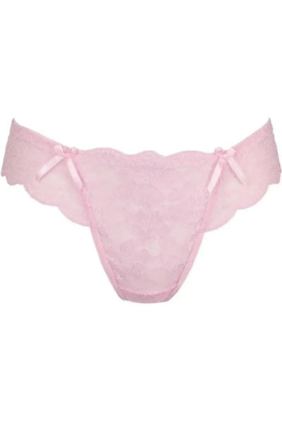 Axami Strawberry Shortcake Lace Thong: gorgeous pink lace panty with delicate bows, scalloped edges, and comfortable design.