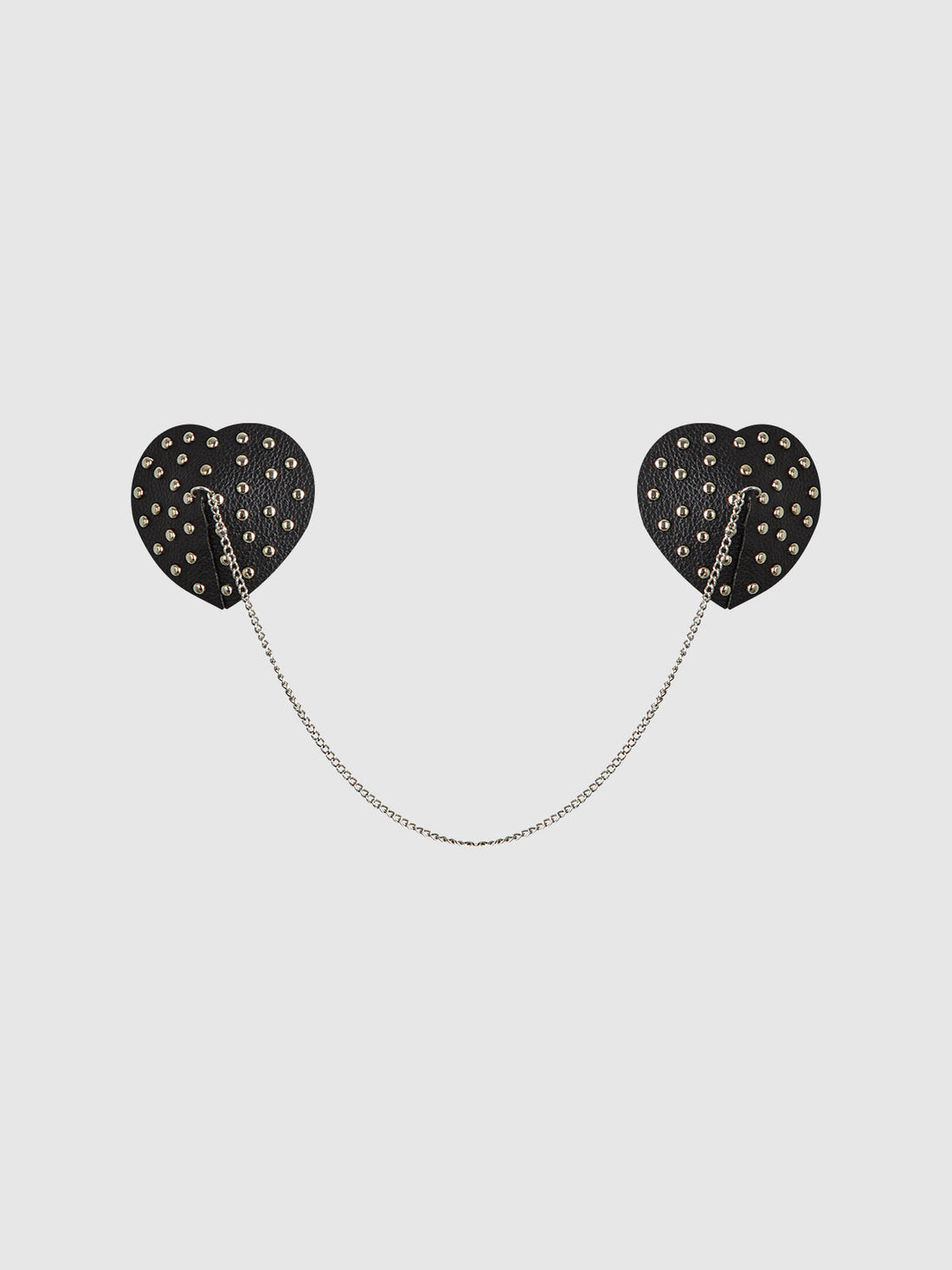 Studded & Chain Draped Leather-Like Heart Pasties