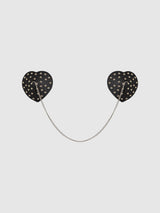 Studded & Chain Draped Leather-Like Heart Pasties
